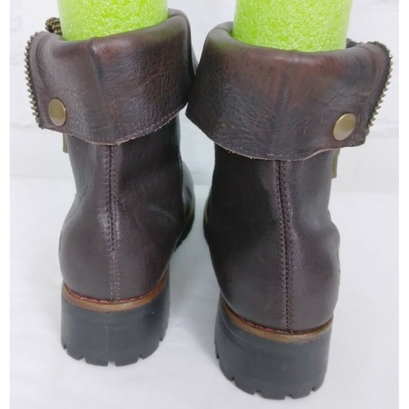 KLR Women's Brown Leather Boots Side Zip Chunky Heel Y2K 11017 Size 7 - Picture 6 of 9